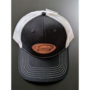 Eagles Football Mesh Trucker Hat Black White Leather Patch Cap America NWT OSFM
